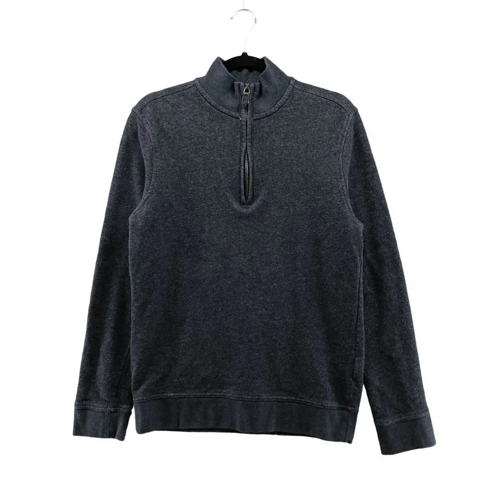 Banana Republic 1/4 Zip Sweatshirt Mens M Navy Blue 100% Cotton Fleece Pullover